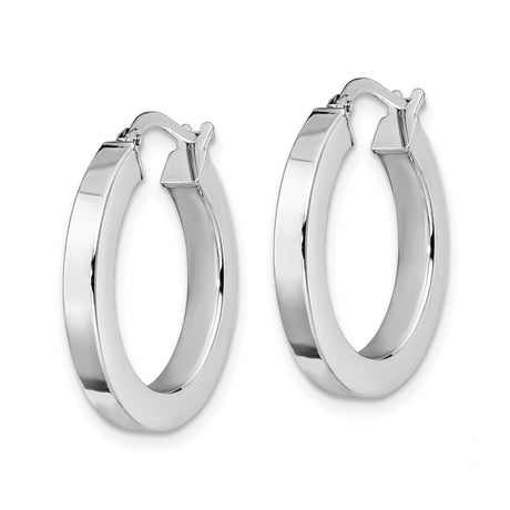 14k Yellow Gold Hoop Earrings, Italian Made Two-Tone Round Design with High Polish Finish