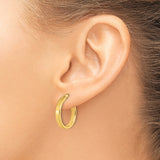 14k Yellow Gold Hoop Earrings, Classic Round Polished Design with Hinged Clasp, Lightweight Italian Made