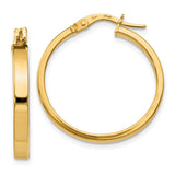 14k Yellow Gold Hoop Earrings, Classic Round Design with High-Polish Finish and Hinged Clasp