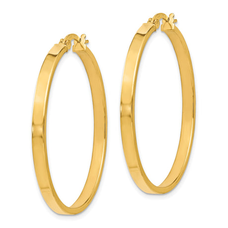 14k Yellow Gold Hoop Earrings, Classic Round Polished Design with Hinged Clasp