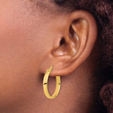 14k Yellow Gold Hoop Earrings, Polished Round Design with Snap-Back Closure, Lightweight Classic Style