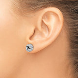 14k Yellow Gold Stud Earrings, Rhodium-Finished Love Knot with Twisted Design for Women