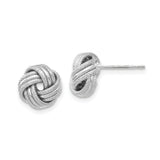 14k Yellow Gold Stud Earrings, Rhodium-Finished Love Knot with Twisted Design for Women