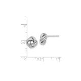 14k Yellow Gold and Rhodium Love Knot Stud Earrings with Polished Intertwined Design