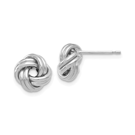 14k Yellow Gold and Rhodium Love Knot Stud Earrings with Polished Intertwined Design