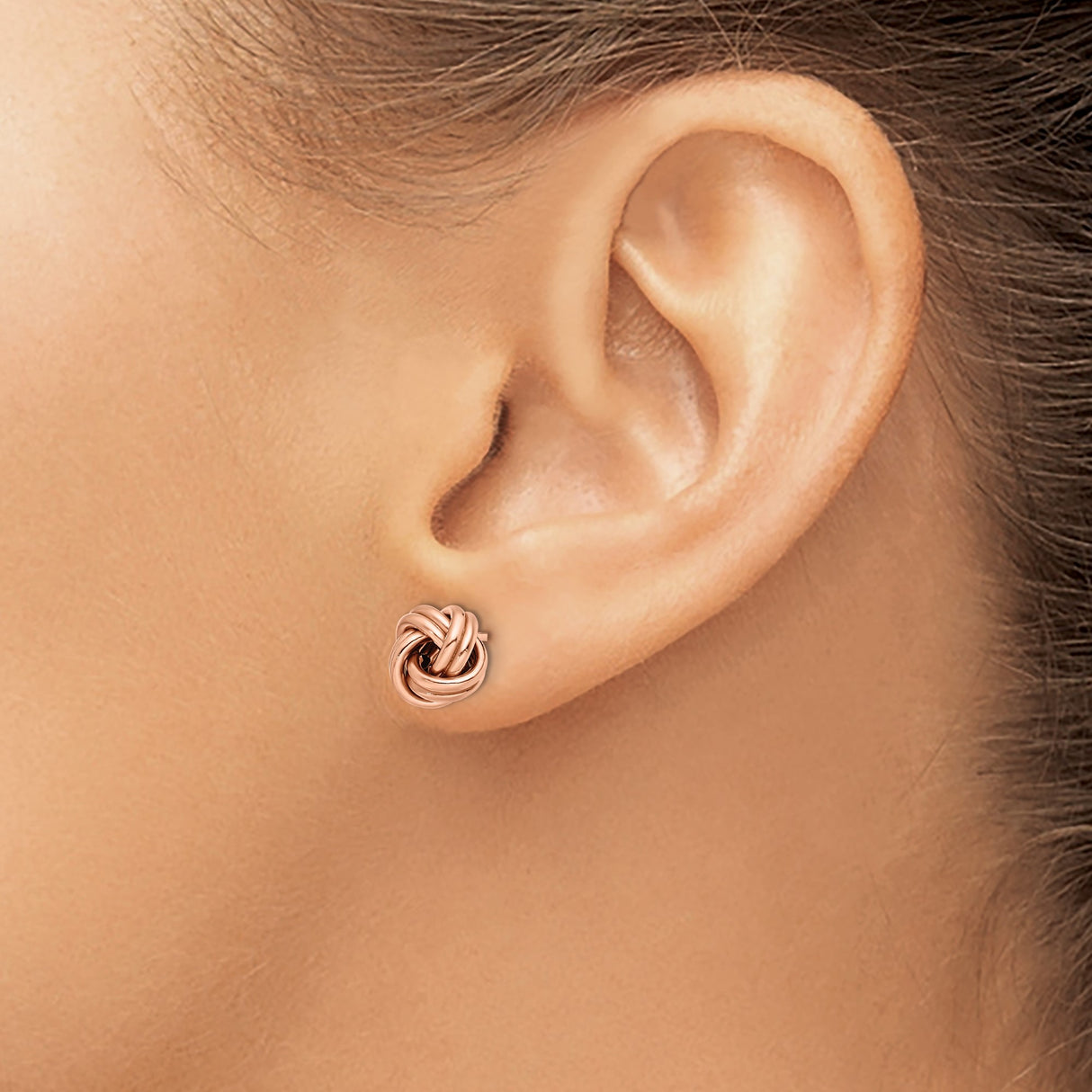 14k Yellow Gold Love Knot Stud Earrings, Twisted Knot Design for Women