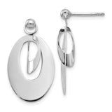 14k White Gold Dangle Earrings with Modern Oval Drop Design and Brushed Finish