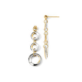 14k Yellow and White Gold Dangle Earrings with Interlocking Open Circle Links