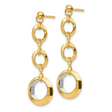 14k Yellow and White Gold Dangle Earrings with Interlocking Open Circle Links