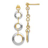 14k Yellow and White Gold Dangle Earrings with Interlocking Open Circle Links