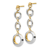 14k Yellow and White Gold Dangle Earrings with Interlocking Open Circle Links