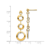 14k Yellow and White Gold Dangle Earrings with Interlocking Open Circle Links