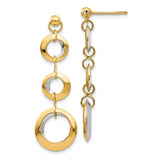 14k Yellow and White Gold Dangle Earrings with Interlocking Open Circle Links