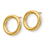 14k Yellow Gold Open Circle Stud Earrings, Minimalist Polished Design for Women