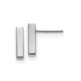 14k White Gold Bar Stud Earrings, Minimalist Rectangular Geometric Design for Women