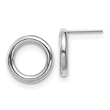 14k White Gold Stud Earrings, Open Circle Design, Minimalist Geometric Style for Women