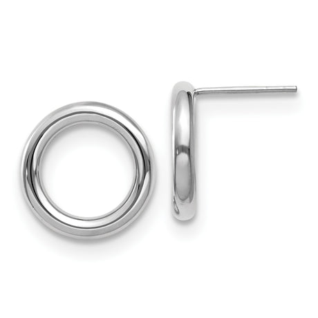14k White Gold Stud Earrings, Open Circle Design, Minimalist Geometric Style for Women
