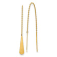 14k Yellow Gold Threader Earrings, Sleek Teardrop Bar Dangle Design, Minimalist Long Drop Style