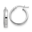 14k White Gold Hoop Earrings with Polished Finish and Subtle Textured Stripe
