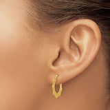 14k Yellow Gold Hoop Earrings with Ornate Scroll Design and Textured Filigree Style