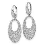 14k White Gold Dangle Earrings with Open Oval Shape and Floral Filigree Design