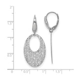 14k White Gold Dangle Earrings with Open Oval Shape and Floral Filigree Design