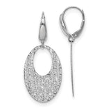 14k White Gold Dangle Earrings with Open Oval Shape and Floral Filigree Design