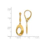 14k Yellow Gold Dangle Earrings with Leverback Closures, Open Oval Minimalist Design