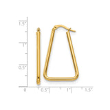 14k Yellow Gold Triangle Hoop Earrings, Modern Geometric Minimalist Style for Women