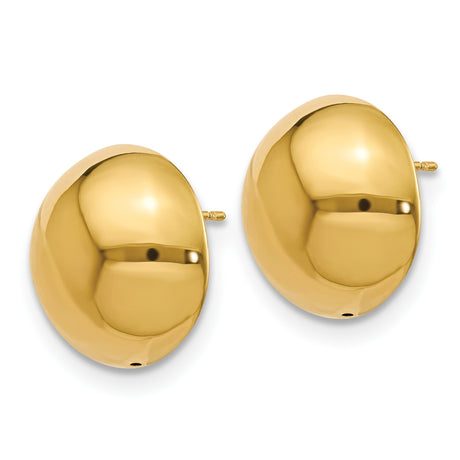 14k Yellow Gold Stud Earrings, Classic Dome Design, High Polish Minimalist Jewelry for Women