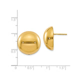 14k Yellow Gold Stud Earrings, Classic Dome Design, High Polish Minimalist Jewelry for Women