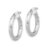 14k Yellow Gold Hoop Earrings, Twisted Diamond-Cut Design with Textured Finish for Women
