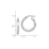 14k Yellow Gold Hoop Earrings, Twisted Diamond-Cut Design with Textured Finish for Women