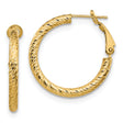 14k Yellow Gold Hoop Earrings with Diamond Cut Textured Design and Hinged Clasp