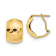 14k Yellow Gold Hoop Earrings, Hammered Texture Dome Design, Medium Lightweight Hoops for Women