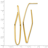 14k Yellow Gold Hoop Earrings, Twisted Elongated Geometric Design, Modern Minimalist Style