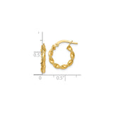 14k Yellow Gold Twisted Hoop Earrings with Diamond Cut Rope Design, Medium Size, Polished Finish