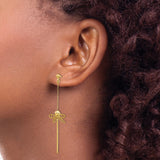 14k Yellow Gold Dangle Earrings with Dragonfly Design, Lightweight Nature-Inspired Jewelry for Women
