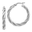 14k Yellow Gold Twisted Rope Hoop Earrings, Medium Size Lightweight Hoops for Women