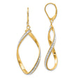 14k Yellow Gold Dangle Earrings with Twisted Marquise and Infinity Design, Two-Tone Leverback Style