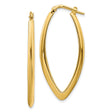 14k Yellow Gold Marquise Hoop Earrings, Sleek Polished Lightweight Design for Women