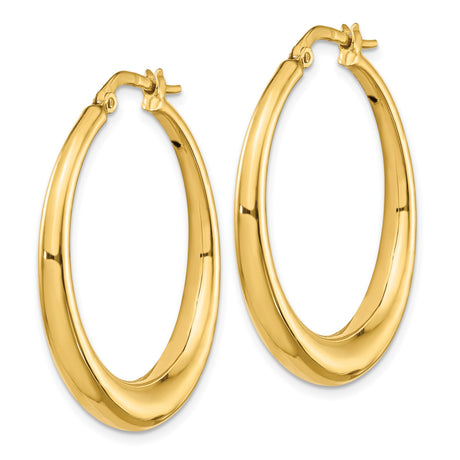 14k Yellow Gold Hoop Earrings, Smooth Finish Classic Round Design with Hinged Clasp