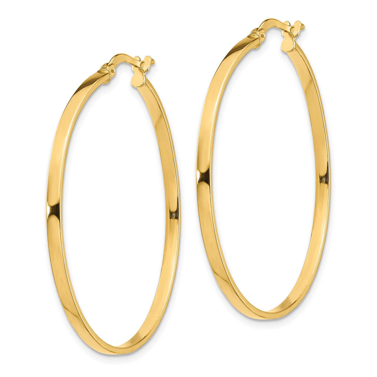 14k Yellow Gold Hoop Earrings, Classic Round Design with Hinged Clasp, Lightweight Style for Women