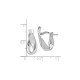 14k White Gold Hoop Earrings, Twisted Modern Design with Omega Back