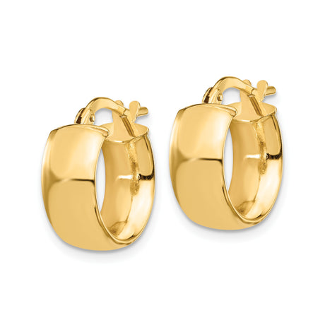 14k Yellow Gold Hoop Earrings, Lightweight Classic Modern Design for Women