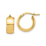 14k Yellow Gold Hoop Earrings, Lightweight Classic Modern Design for Women