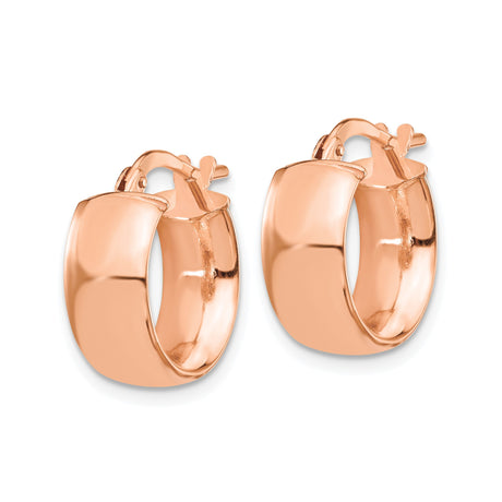 14k Rose Gold Hoop Earrings, High Polish Finish, Hinged Closure, Sleek Minimalist Design for Women