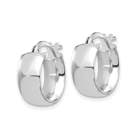 14k Yellow Gold Hoop Earrings, Polished Two-Tone Rhodium Classic Round Style for Women