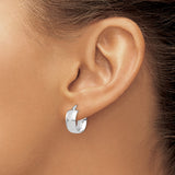 14k Yellow Gold Hoop Earrings, Polished Two-Tone Rhodium Classic Round Style for Women