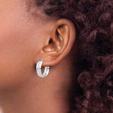 14k Yellow Gold and Rhodium Hoop Earrings, Polished Minimalist Design for Women